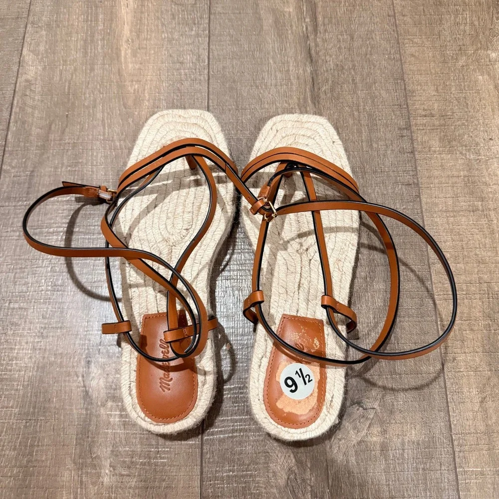 NEW Madewell The Mira Espadrille Thong Sandal Ankle Strap Summer‎ Coastal US 9.5